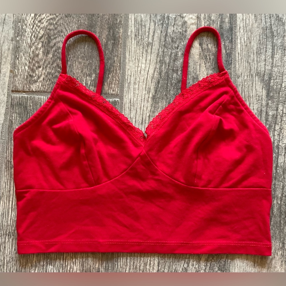 New Nobo, No Boundaries Lace Trim Brami Bra/Cami Bra Size M Red